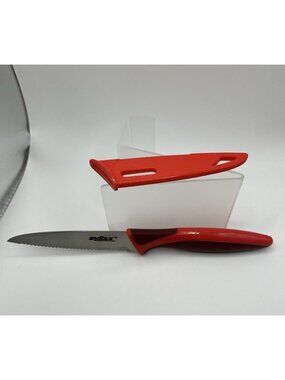 ZYLISS Serrated Paring Knife 4 Inch 10 cm Stainless Steel Blade Red With Sheath